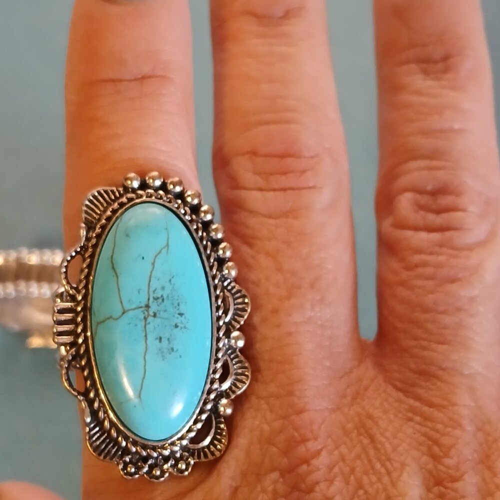 8 Western Turquoise Paparazzi Rings - Picture 8 of 8